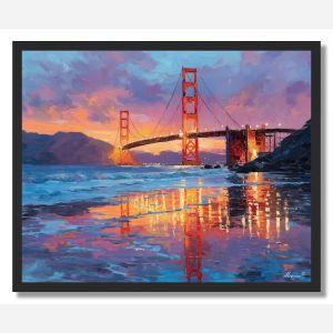 GOLDEN GATE SUNSET SHIMMER - FRAMED