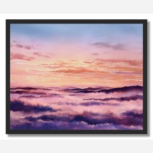 WATERCOLOR FAR HORIZON DAWN - FRAMED