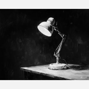 adesklamp, business art, corporate, abstract, palette knife, oil painting, impasto, textured surface, modern, minimal, professional, conceptual, clean design, office theme, contemporary art, visual concept