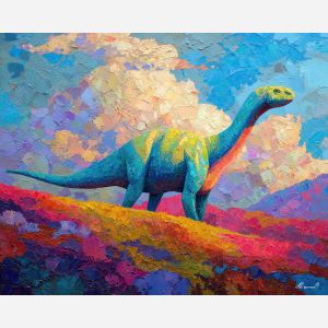 dinosaur, modern art, palette knife, oil painting, impasto, textured surface, contemporary, expressive, visual art, creative, abstract, painterly, bold colors, concept art, illustrative, graphic
