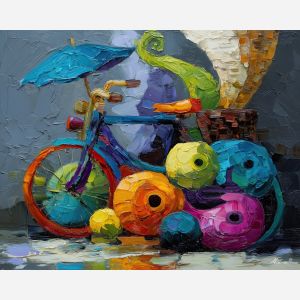 man, ray, palette knife, oil painting, impasto, textured surface, modern art, symbolic, expressive, visual art, creative, painterly, bold colors, contemporary, conceptual, illustrative, abstract