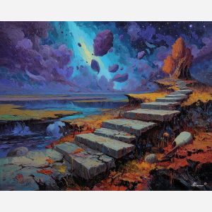 man, ray, palette knife, oil painting, impasto, textured surface, modern art, symbolic, expressive, visual art, creative, painterly, bold colors, contemporary, conceptual, illustrative, abstract