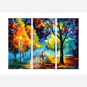 night alley Leonid Afremov, night alley, Leonid Afremov night alley