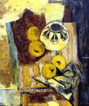 Cubist Still Life with Ceramic Bowl and Apples