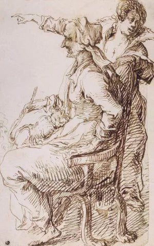 Two Witches with a Cat