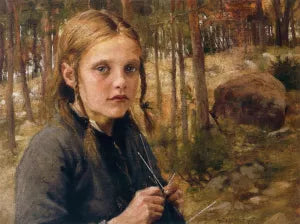 A Girl Knitting Socks