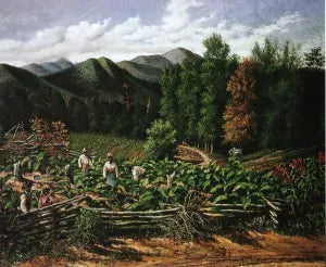 Tobacco Field with Five Figures North Carolina