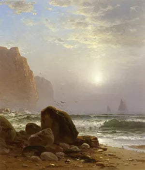 Rocky Coastal Scene with a View of Passing Ships