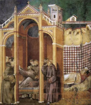 Legend of St Francis: 21. Apparition to Fra Agostino and to Bishop Guido of Arezzo Upper Church, San Francesco, Assisi