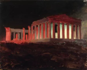 Parthenon, Athens, from the Northwest Illuminated Night View