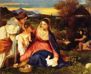 Madonna of the Rabbit also known as Madonna and Child with St. Catherine and a Rabbit