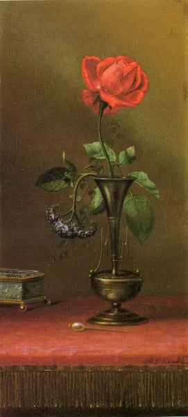 Red Rose and Heliotrope in a Vase