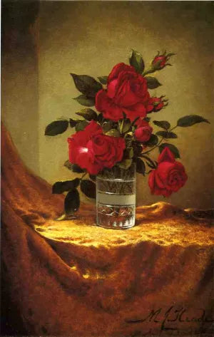 A Glass of Roses on Gold Cloth