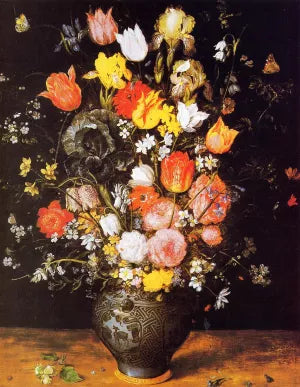 Bouquet of Flowers in a Blue Vase