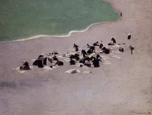 Washerwomen at Etretat also known as Woman Drying Laundry on the Beach