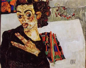 Self Portrait with Black Vase and Spread Fingers