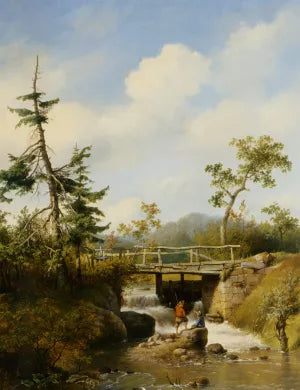 A Forest View with Figures by a Stream