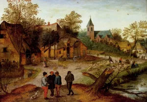 A Village Landscape With Farmers