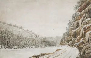 View on the New Turnpike Road, on the Margin of the Juniata, with a Distant View of the Warrior Mountain