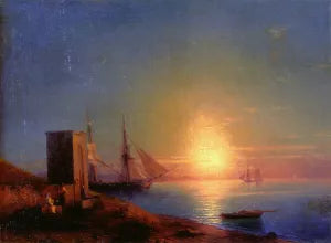 Figures In A Coastal Landscape At Sunset