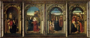 Polyptych Showing The Annunciation The Visitation The Adoration Of The Angels And The Adoration Of The Kings