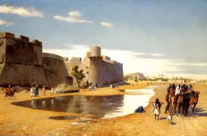 An Arab Caravan Outside a Fortified Town, Egypt