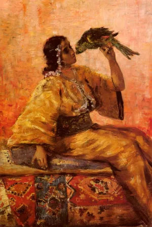 A Moroccan Beauty Holding A Parrot